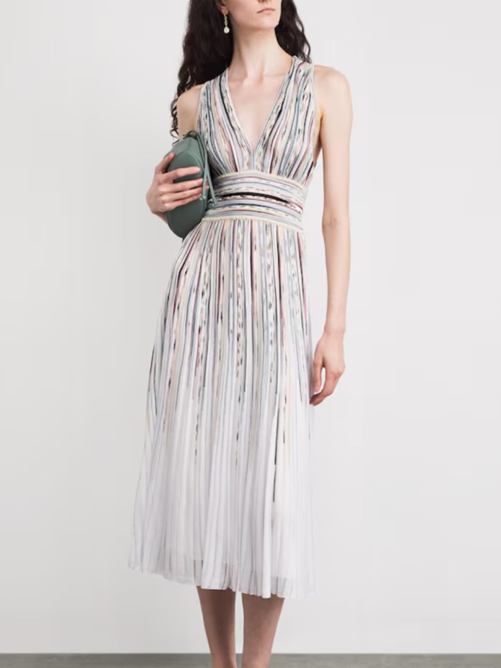 NWT New Missoni Stripped V-Neck MIDI Dress Size 40